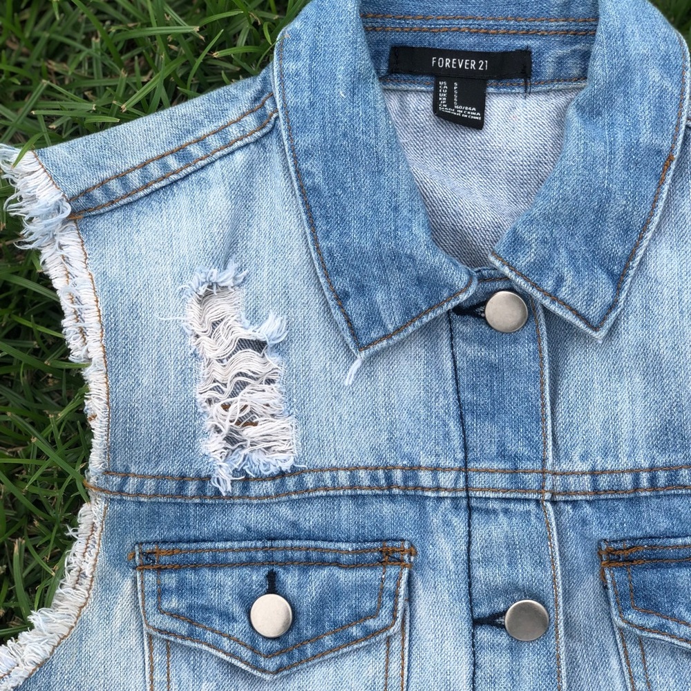 Distressed Denim Vest - Picture 2 of 4